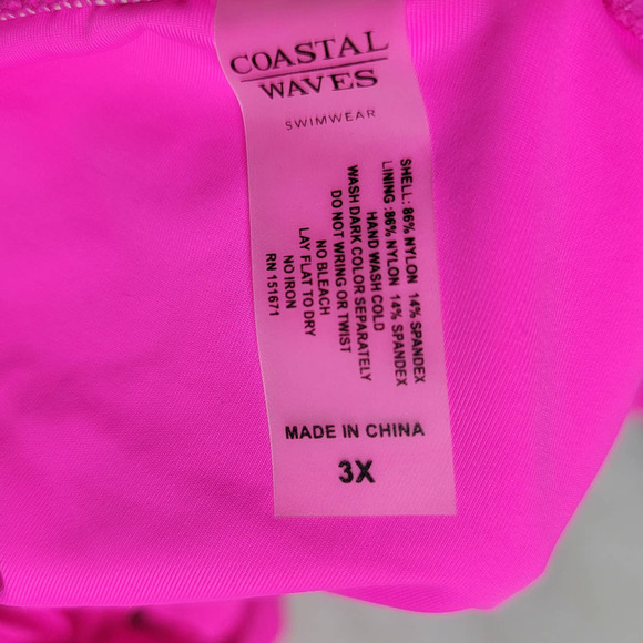 coastal waves swimwear color hot bubblegum high waist sz 3X - Picture 8 of 9